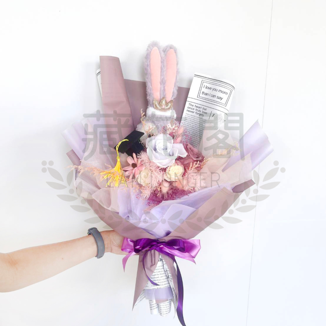 ✿特別製作✿ gift-s001 娃娃花束 兔子花束 紫色花束