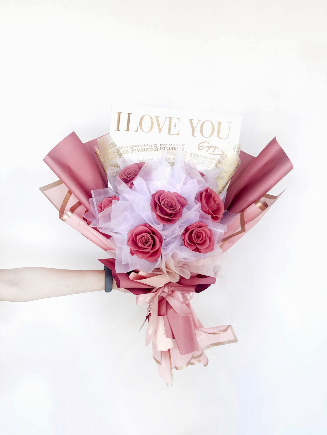 gift-b111粉色系 永生玫瑰花束XL