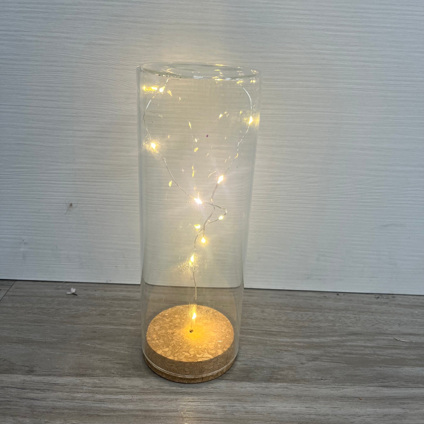 【台灣現貨】CG-001柱形玻璃盅+軟木塞底座(附燈條電池) 不凋花容器 攝影道具 室內裝飾 手作 玻璃罩 花藝