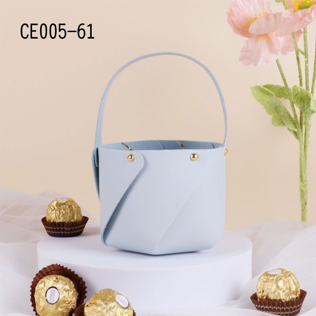 ✿ 台灣現貨 ✿ CE005 皮革 小提籃 約底直徑10 高8 南瓜小提籃