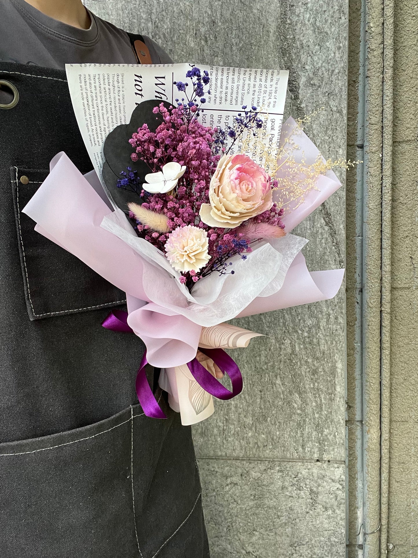 gift-B128 紫色系花束M 畢業花束 滿天星花束 花束 紫色