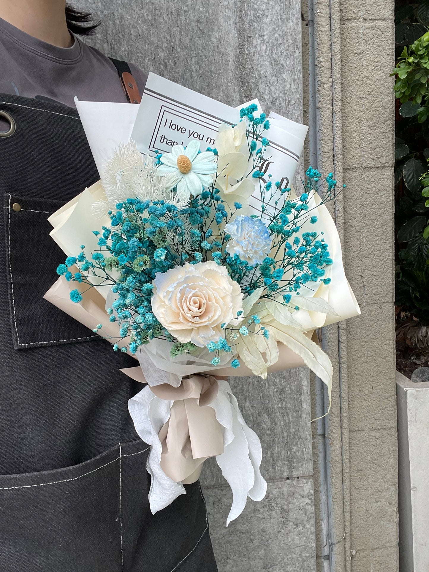 gift-B126 藍色系花束M 畢業花束 滿天星花束 花束 藍色
