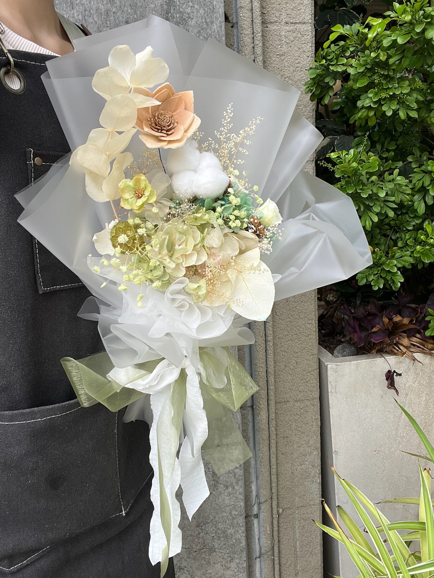 gift-B134 森林感黃綠色系花束M 畢業花束 滿天星花束 花束 黃色 綠色 黃綠色