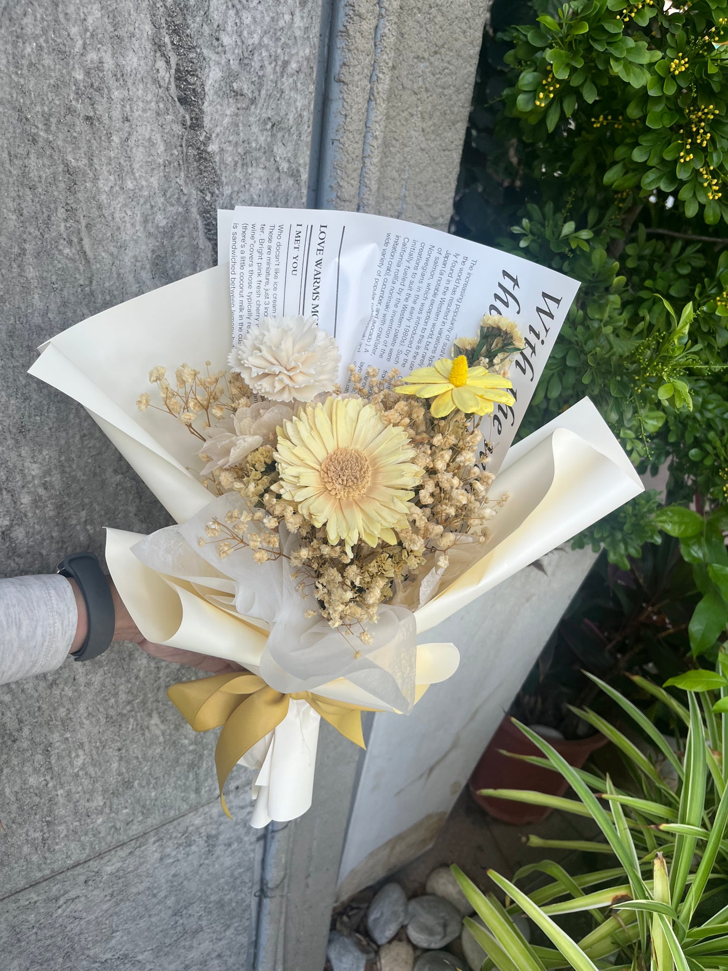 gift-B147 黃色系花束M 滿天星花束 畢業花束 花束 黃色