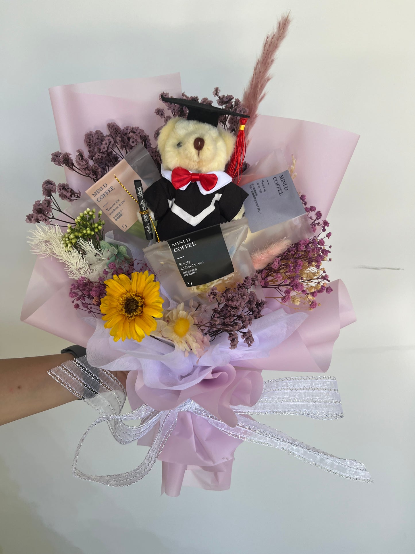 gift-B135 客訂零食紫色系花束M(零食自備) 畢業花束 零食花束 花束 紫色