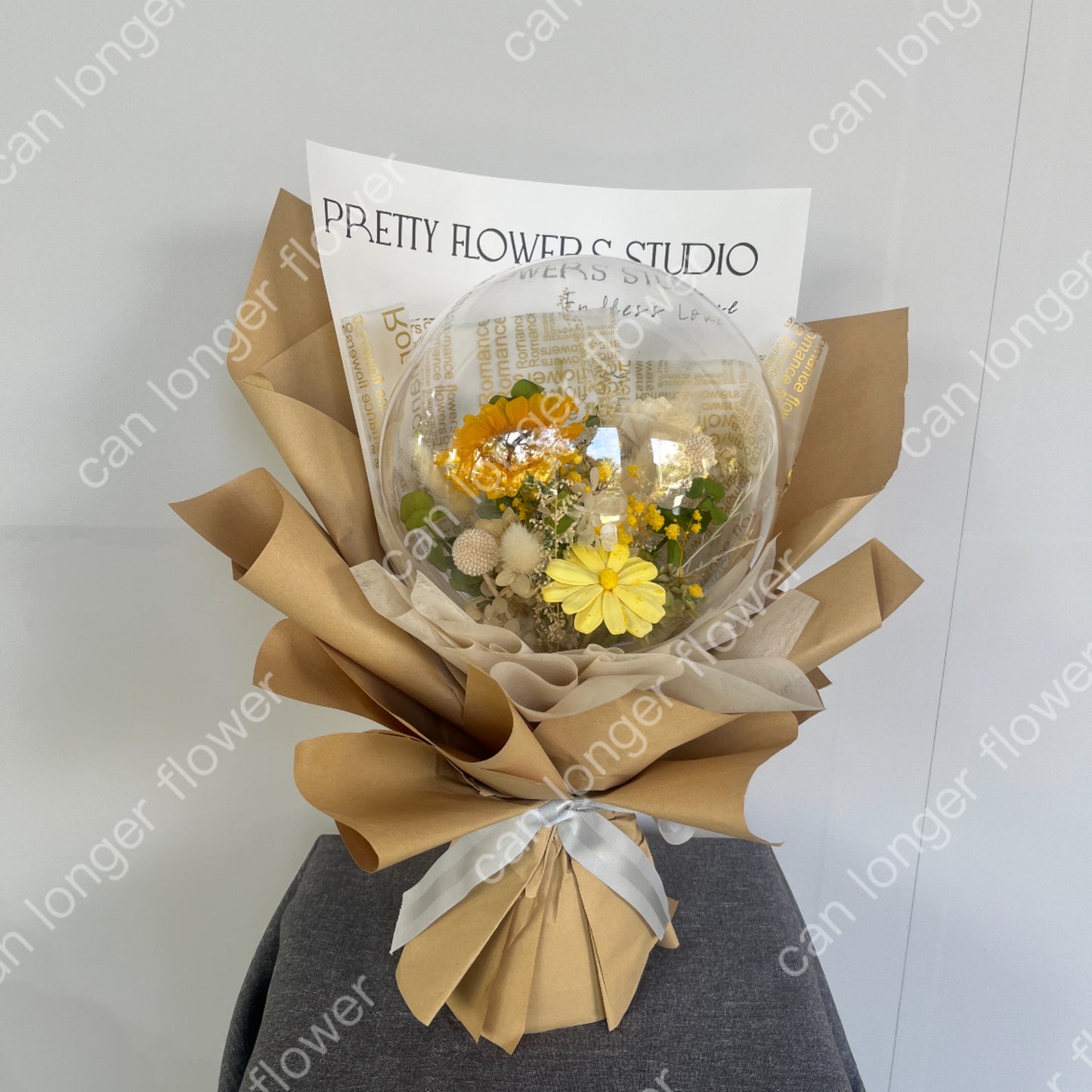 gift-b116 波波球黃色花束L 波波球花束 向日葵花束 黃色 黃綠色 花束