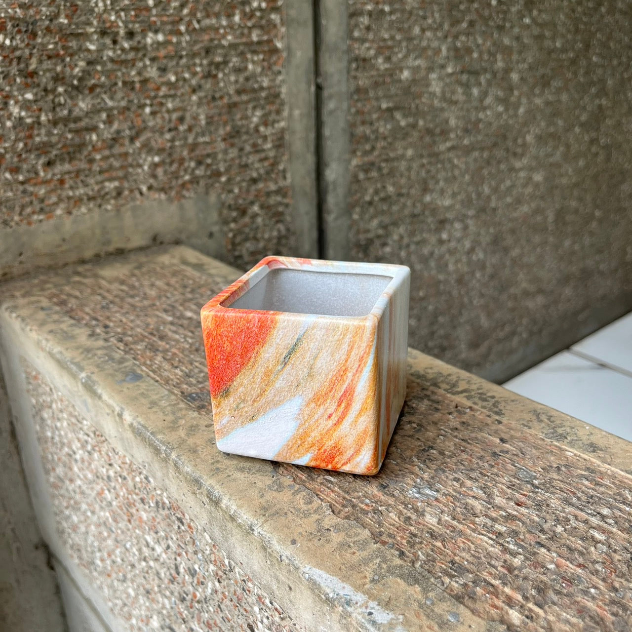 ✿ 台灣現貨 ✿ CP033-XS 陶瓷 大理石紋小方盆 約6*6*6CM