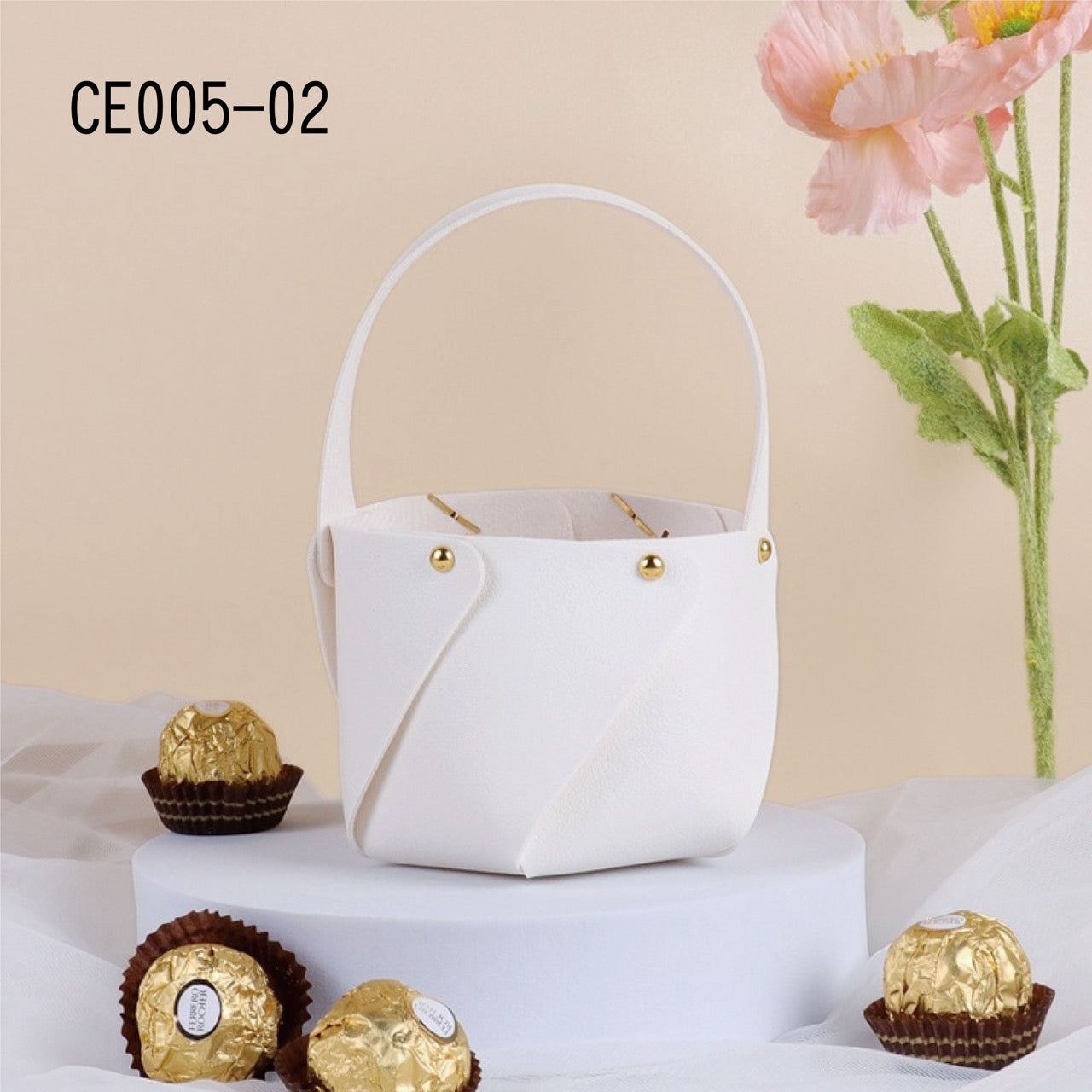 ✿ 台灣現貨 ✿ CE005 皮革 小提籃 約底直徑10 高8 南瓜小提籃