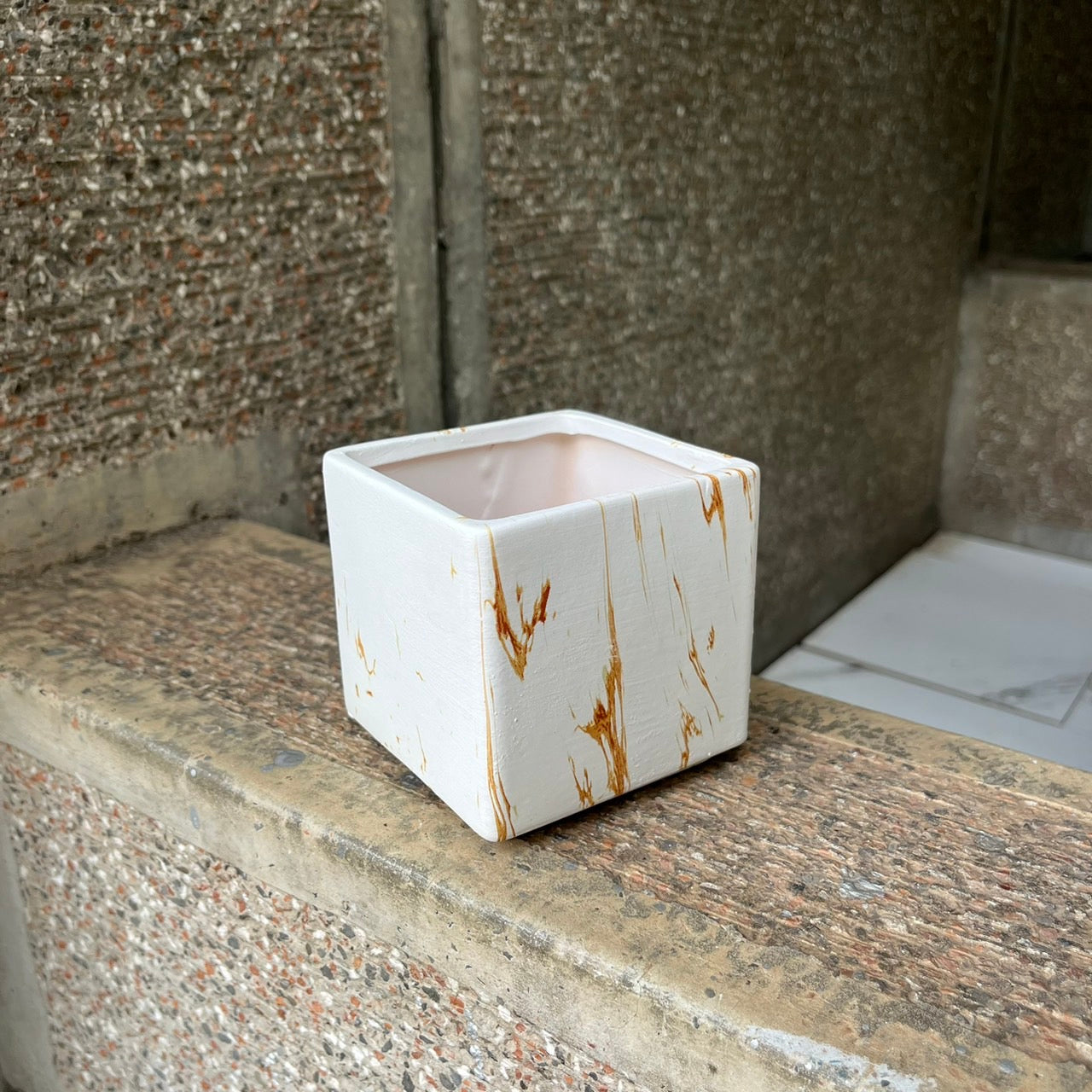 ✿ 台灣現貨 ✿ CP033-S 陶瓷 大理石紋小方盆 約8*8*8CM
