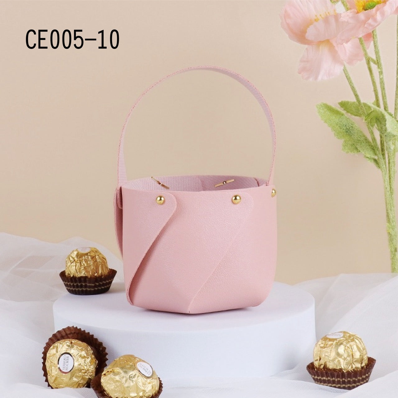 ✿ 台灣現貨 ✿ CE005 皮革 小提籃 約底直徑10 高8 南瓜小提籃