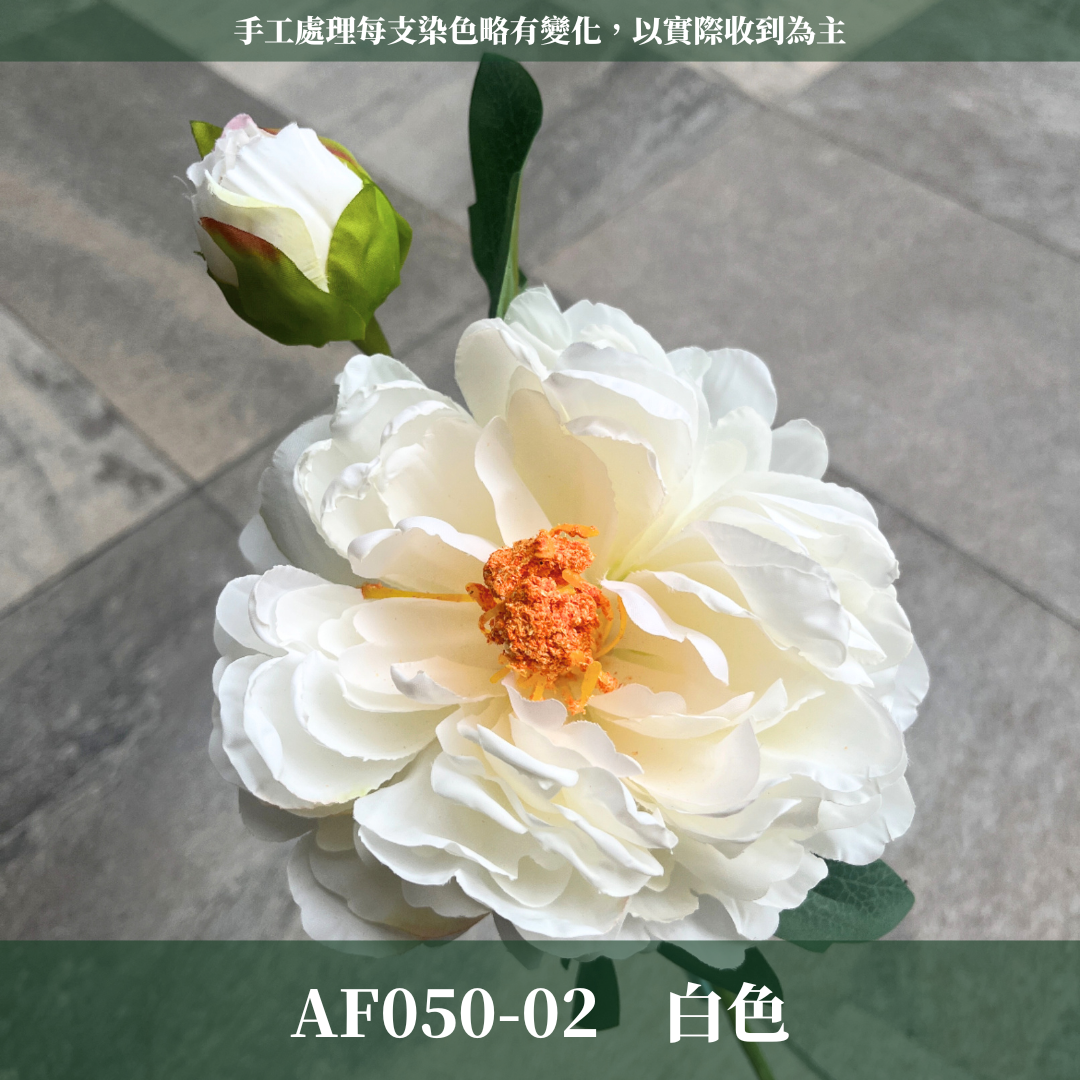 AF050 仿真焦邊牡丹(2頭 一大一小) 仿真花 台灣現貨