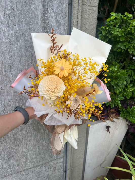 gift-B133 黃色系花束M 畢業花束 滿天星花束 花束 黃色