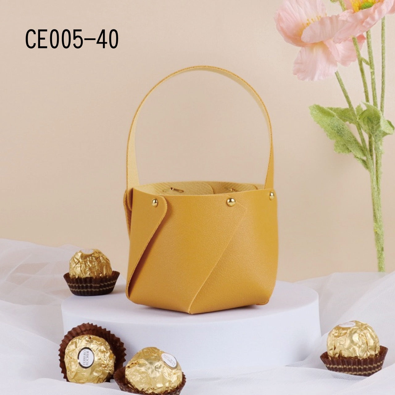 ✿ 台灣現貨 ✿ CE005 皮革 小提籃 約底直徑10 高8 南瓜小提籃