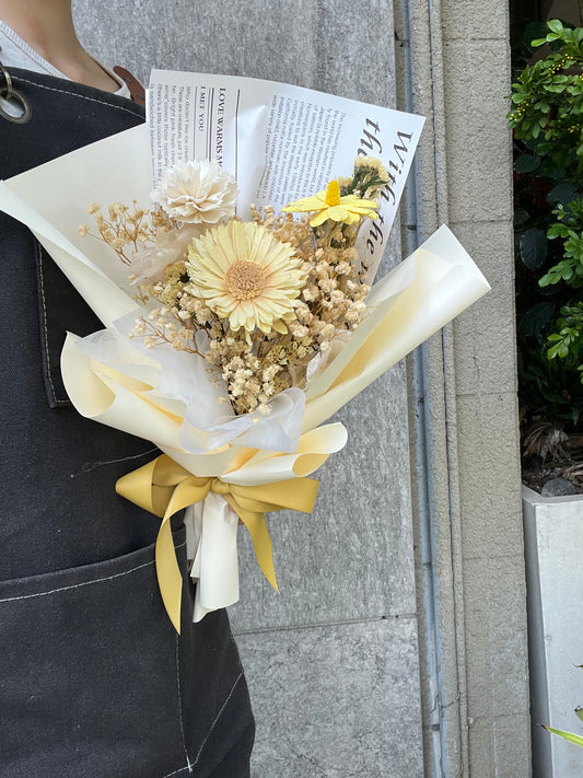 gift-B147 黃色系花束M 滿天星花束 畢業花束 花束 黃色