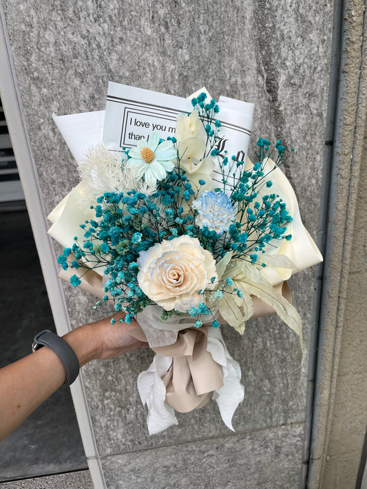 gift-B126 藍色系花束M 畢業花束  滿天星花束 花束 藍色