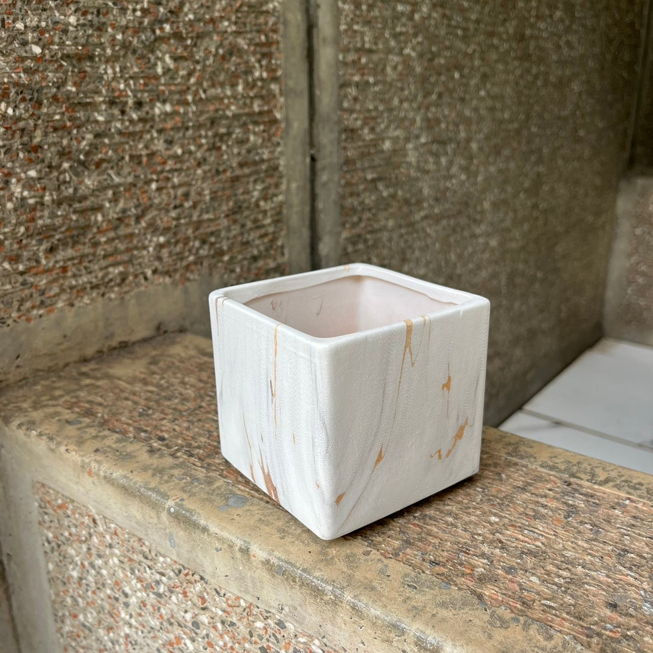 ✿ 台灣現貨 ✿ CP033-S 陶瓷 大理石紋小方盆 約8*8*8CM