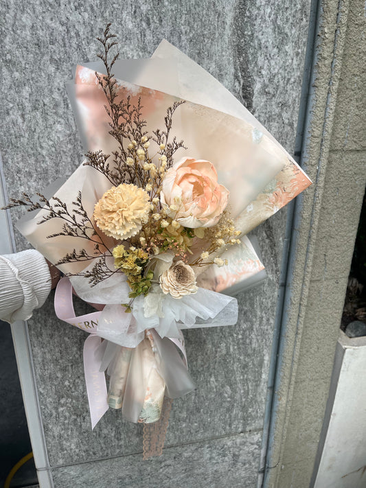 gift-B144 粉橘色系花束M 滿天星花束 畢業花束 花束 粉橘色