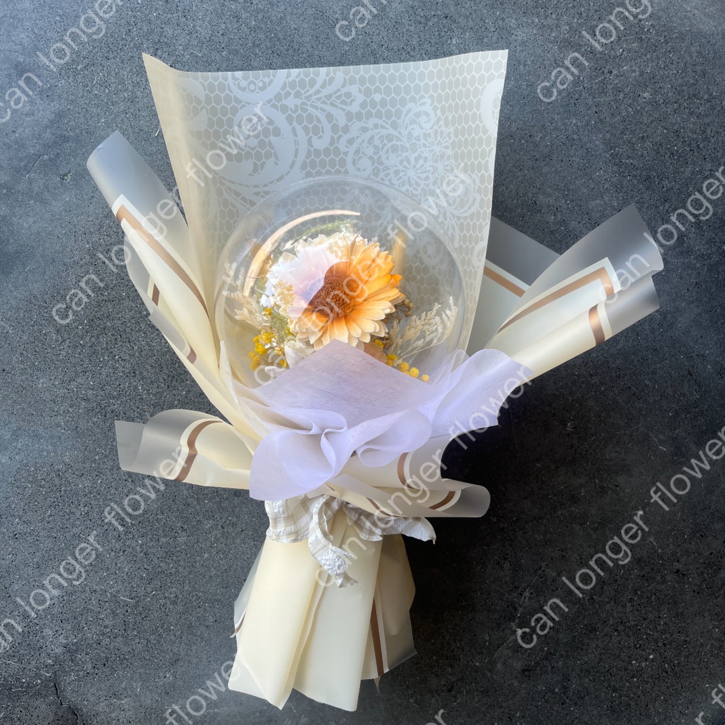 gift-b115 波波球橙黃色系花束M 波波球花束 橘色 橙色 橘黃色 花束