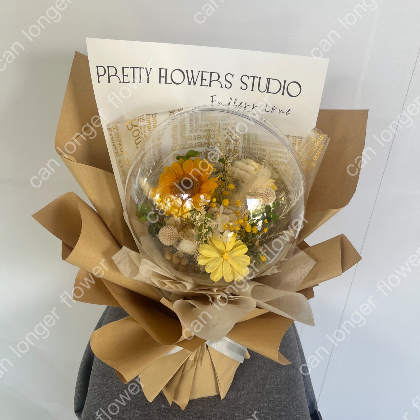 gift-b116 波波球黃色花束L 波波球花束 向日葵花束 黃色 黃綠色 花束