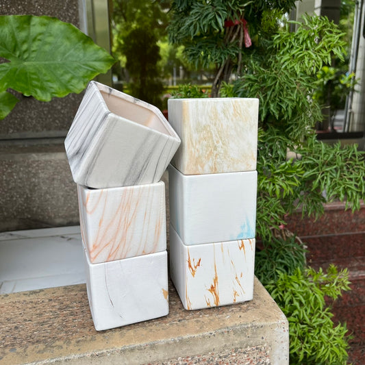 ✿ 台灣現貨 ✿ CP033-S 陶瓷 大理石紋小方盆 約8*8*8CM